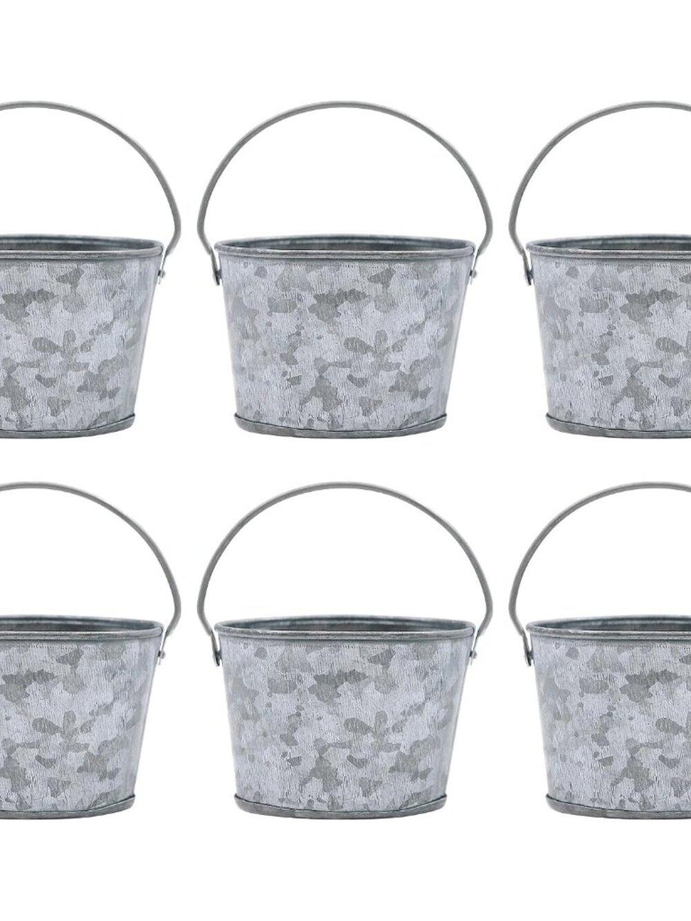 Set of 6 Mini Oval Tub Galvanized Planter 3.8 Inches Long Ideal for Floral Arran